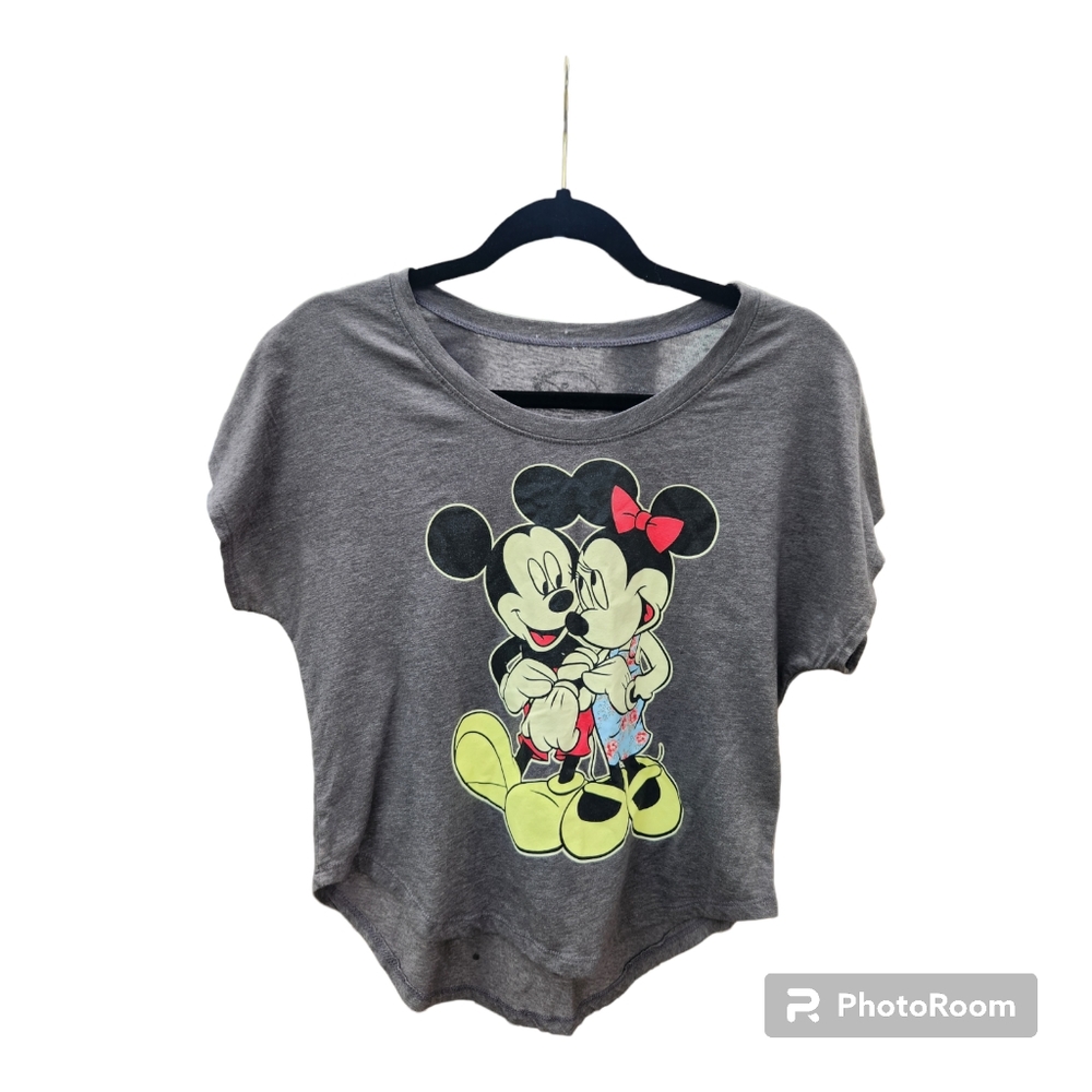 Walt Disney Mickey and Minnie Mouse Women's Grey T-Shirt Size Medium